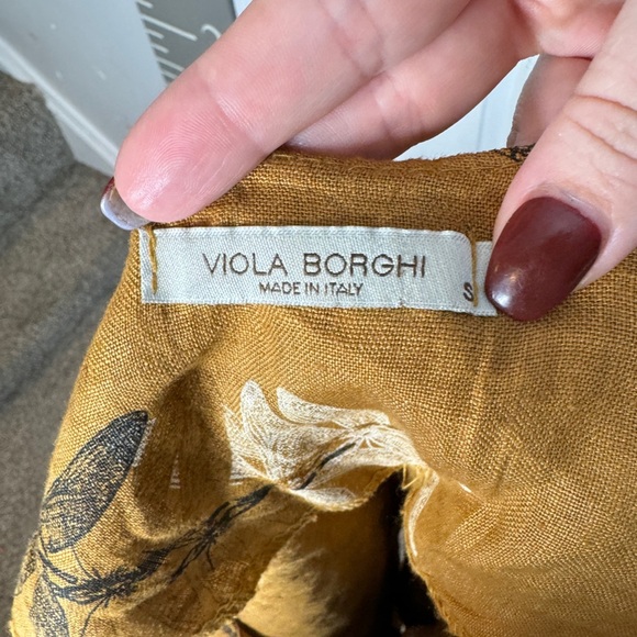 VIOLA BORGHI Linen Dragon Fly Print Pullover 3/4 Sleeve Top Italy Women’s S BOHO - Picture 5 of 8